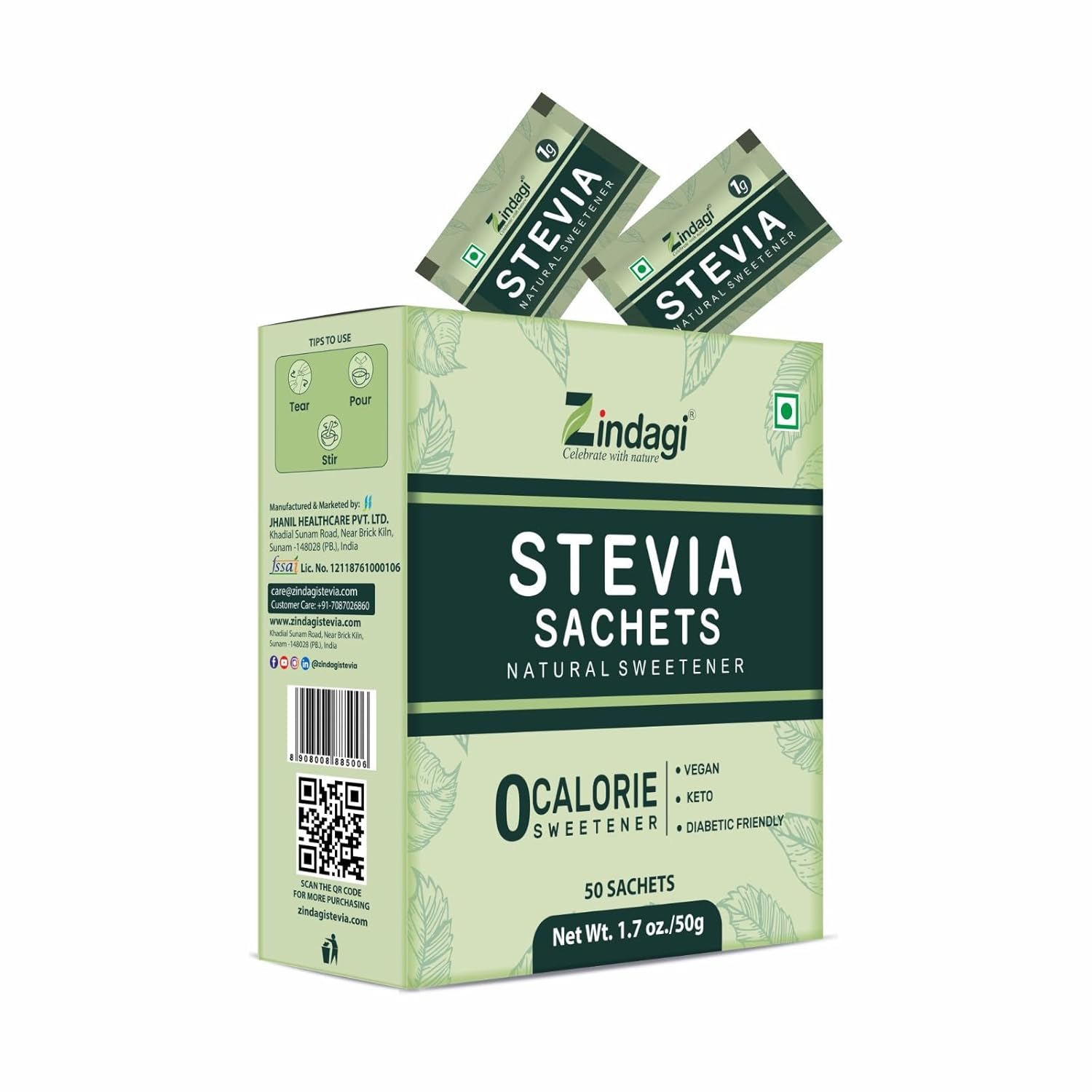 Zindagi Stevia Nature's Sweetener Sachets | Swadesiicart