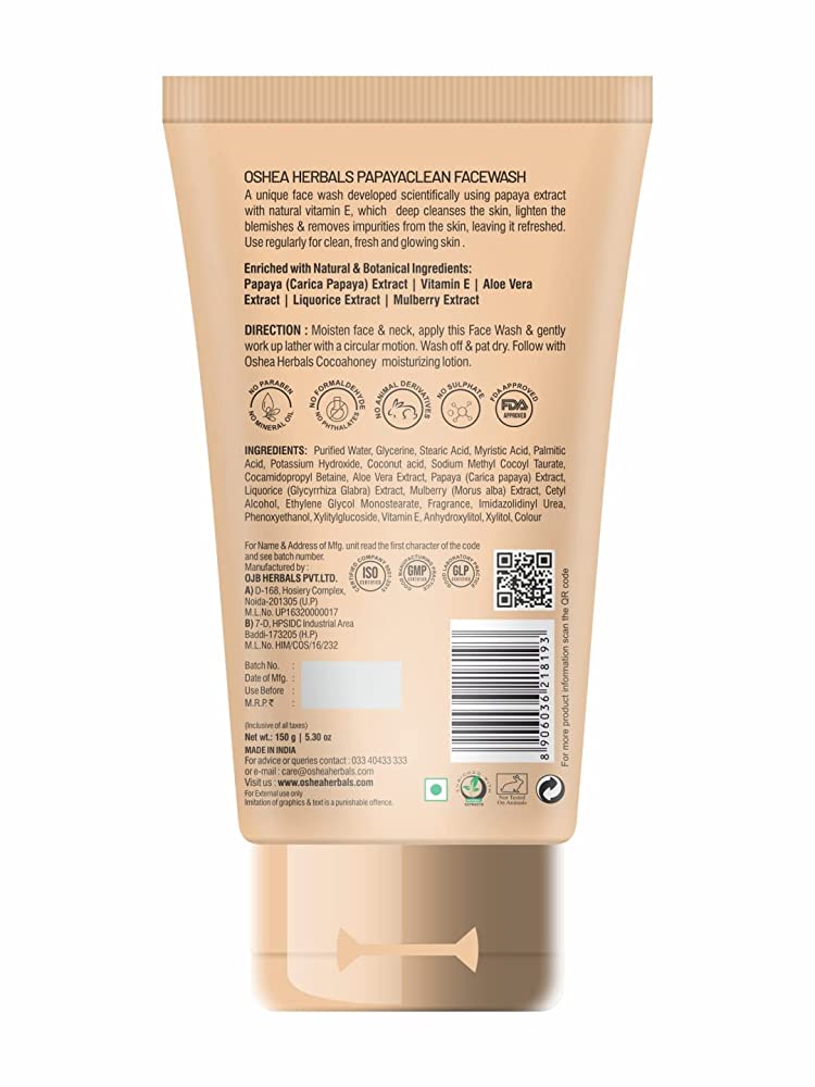 Oshea Herbals Papayaclean Anti Blemish Face Wash - Swadesiicart