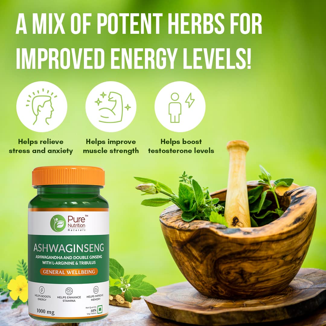 Pure Nutrition Ashwaginseng Veg Tablets - Swadesiicart