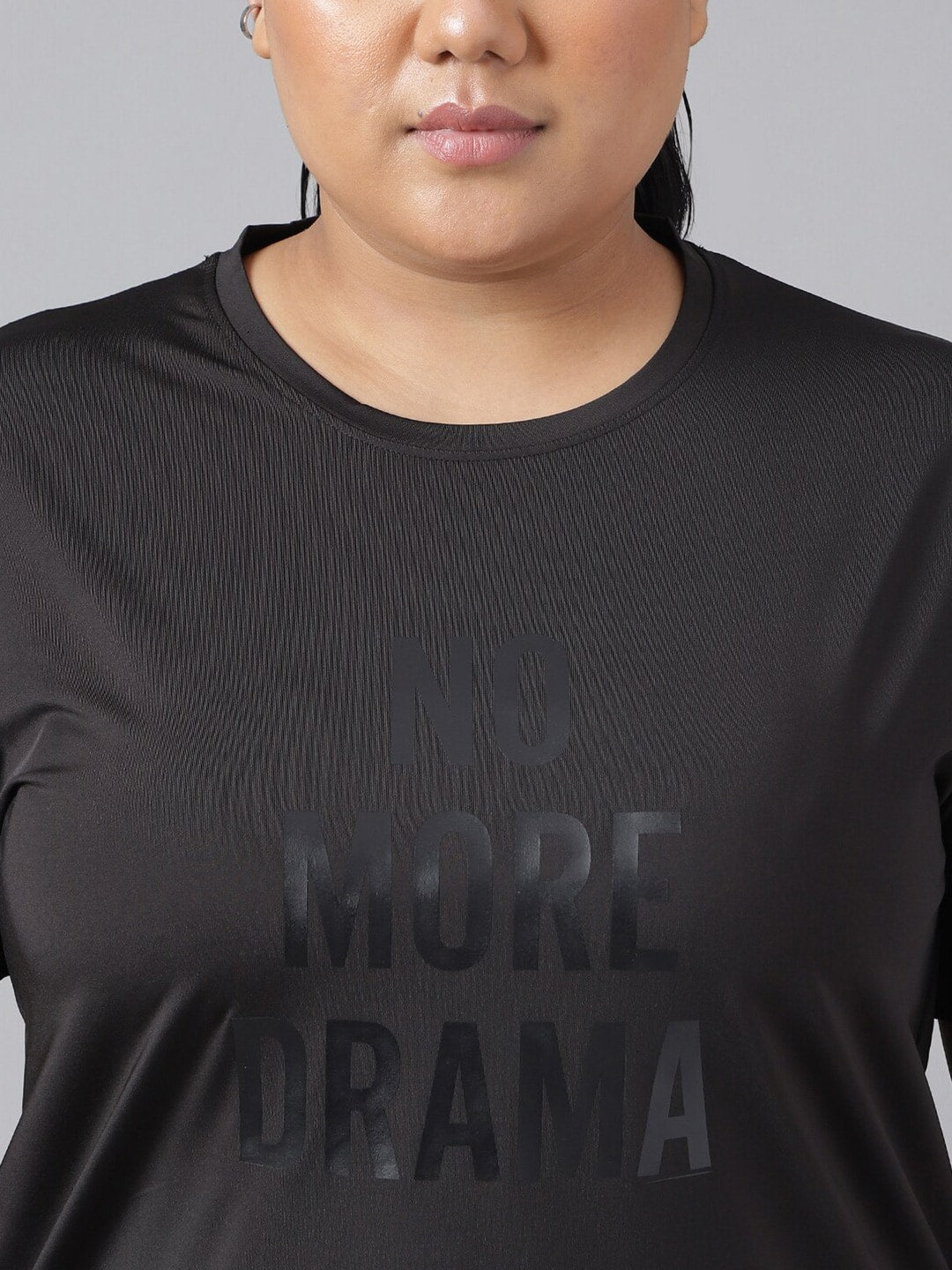 MKH Plus Size Typography Printed Dri-FIT Relaxed Fit Drop-Shoulder Sleeves Gym T-shirt - Swadesiicart