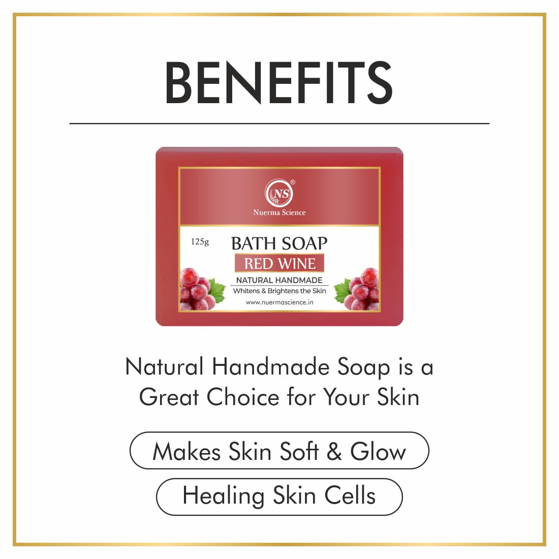 Nuerma Science Red Wine Bath Soap | Whitens & Brightens the Skin | Swadesiicart