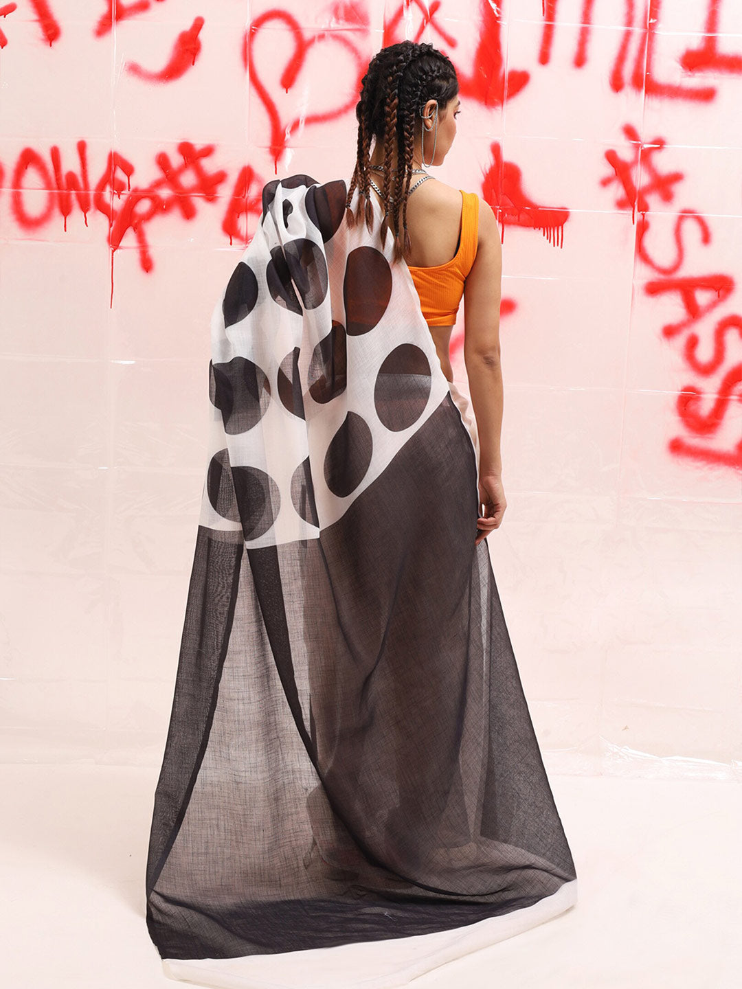 Tikhi Imli Polka Dot Designer Saree | Swadesiicart