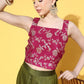InWeave Women's Pink Brocade Strappy Top W Olive Pink Brocade Palazzo Set - Swadesiicart