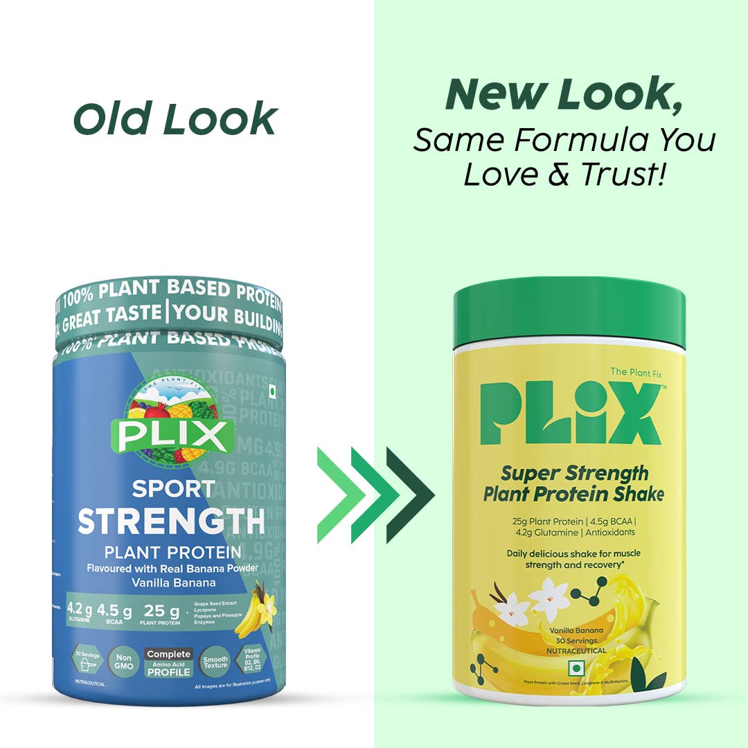 PLIX The Plant Fix Strength Vegan Plant Protein Powder - Vanilla - Swadesiicart