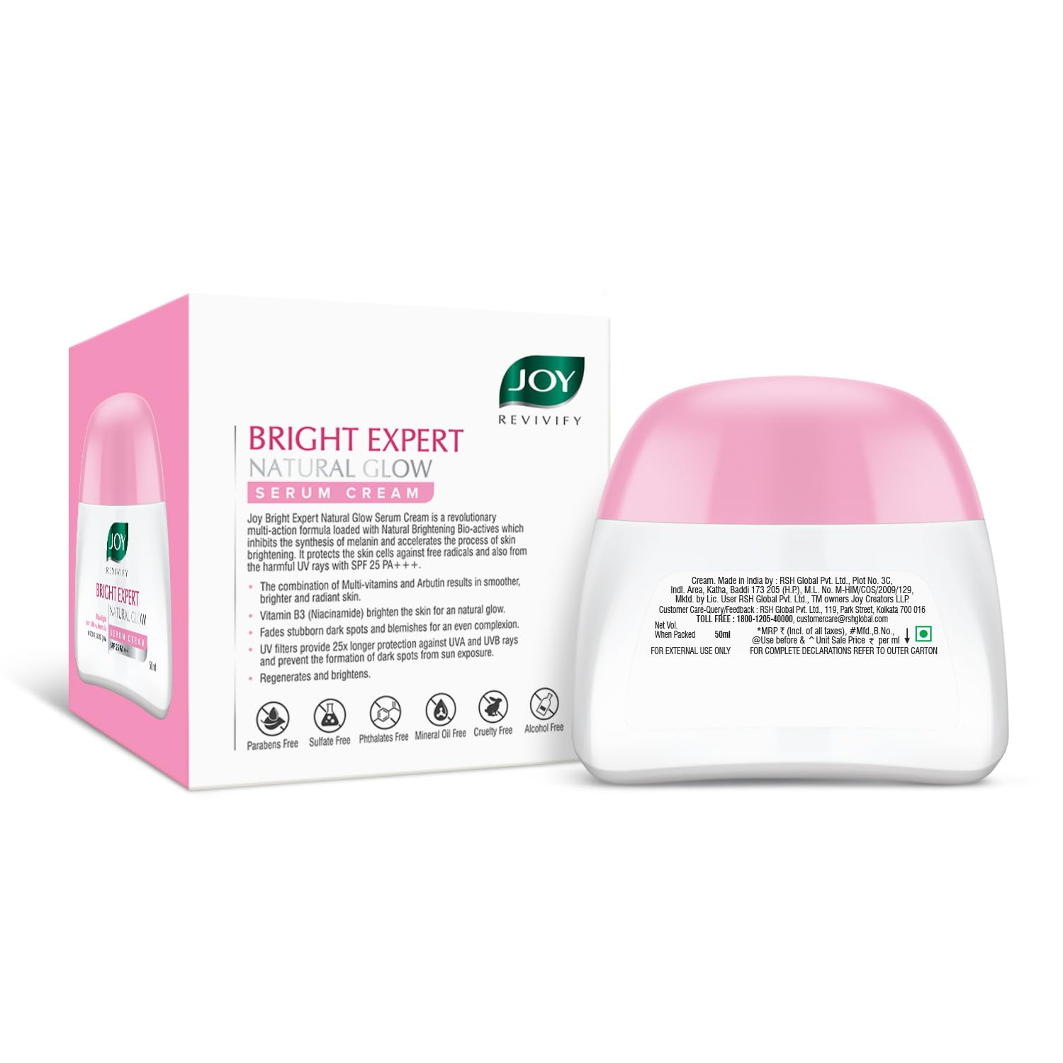 Joy Revivify Bright Expert Natural Glow Serum Cream SPF 25 A+++ - Swadesiicart