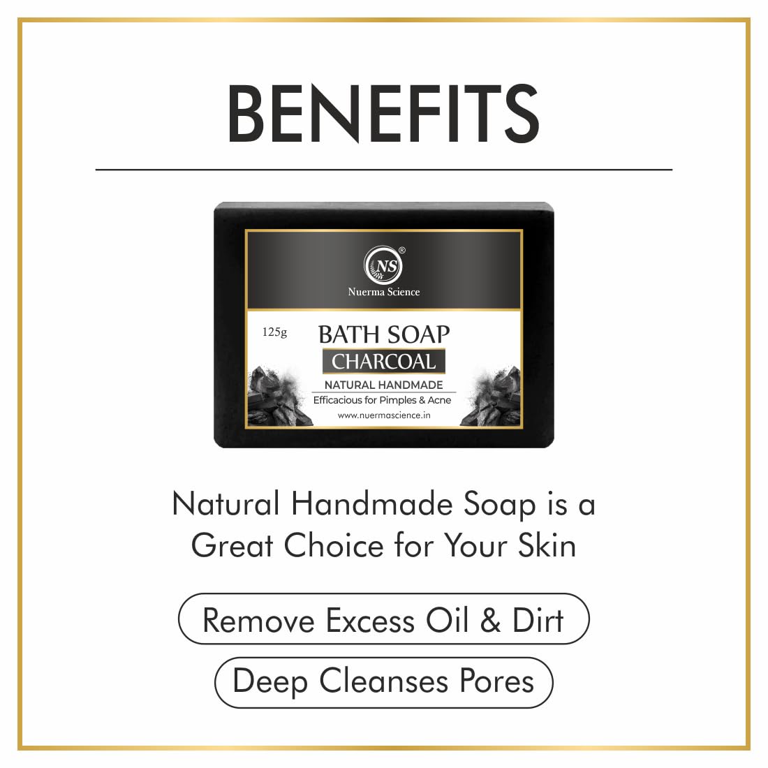 Nuerma Science Charcoal Bath Soap | Efficacious for Pimples & Acne | Swadesiicart