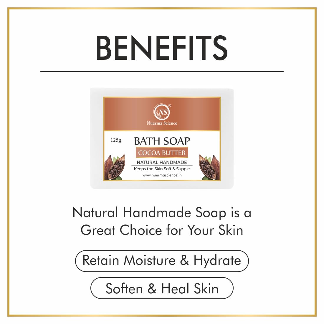 Nuerma Science Cocoa Butter Bath Soap | Keeps Skin Soft & Supple | Swadesiicart