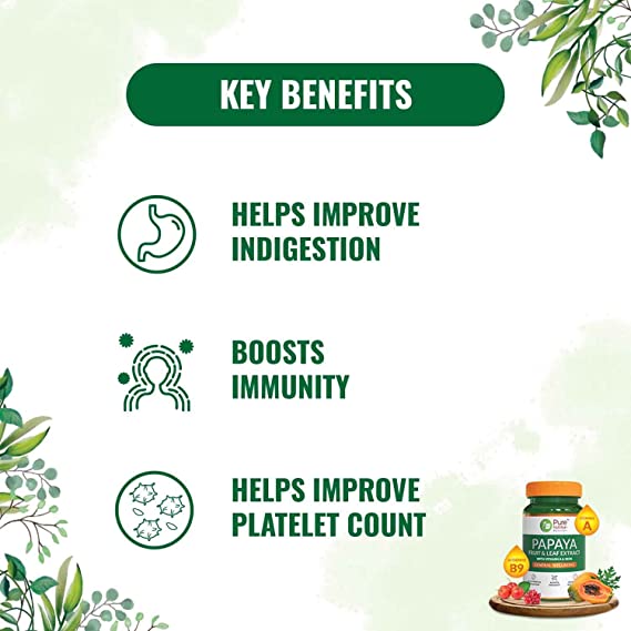 Pure Nutrition Papaya Leaf & Fruit Extract Veg Capsules - Swadesiicart