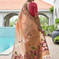 Vishnu Weaves Women's Peach Muga Cotton Thread Weaving Saree with Blouse - Swadesiicart