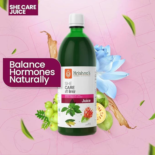 KRISHNA'S HERBAL & AYURVEDA She Care Juice - 1000 ml Each - Super Saver Pack, Herbal Supplement for Hormonal Balance, PCOS, PCOD, Period Pain Relief, Hair and Skin Health | Women Wellness Juice