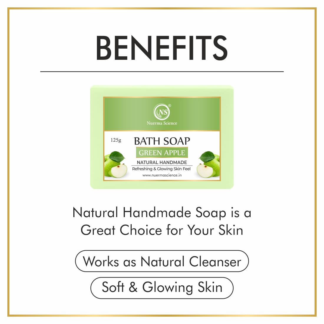 Nuerma Science Green Apple Bath Soap | Refreshes & Revitalizes Skin | Swadesiicart