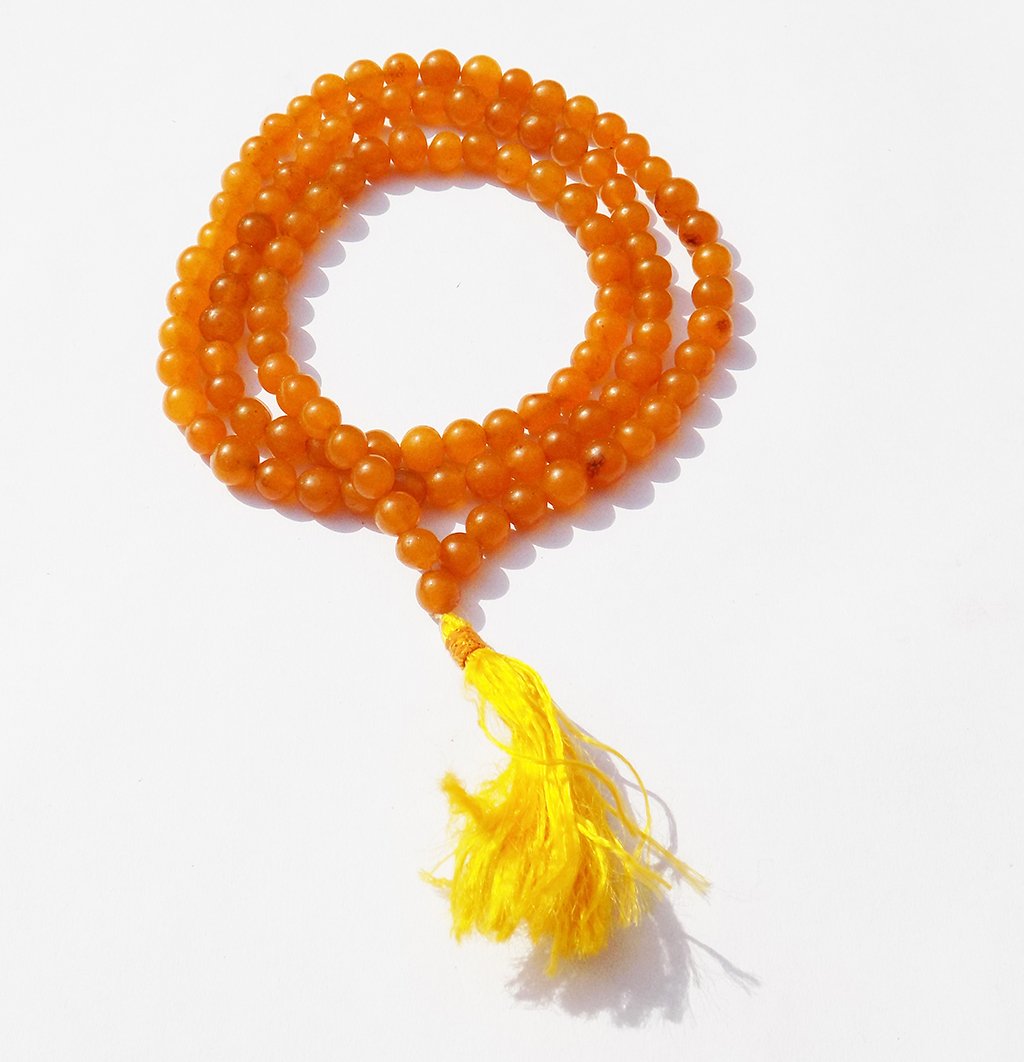 Kannssky Orange Hakik (Agate) Mala - Hindu Buddhist Prayer Beads | Swadesiicart