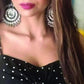 Silver-Plated Alloy Kundan Studded Silver Round Earrings - The Pari - Swadesiicart