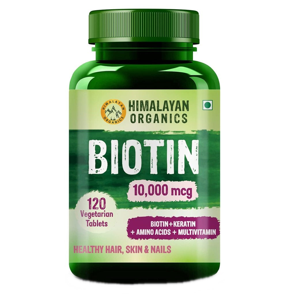 Himalayan Organics Biotin 10000 Mcg with Keratin, Amino Acids & Multivitamin Tablets | Swadesiicart