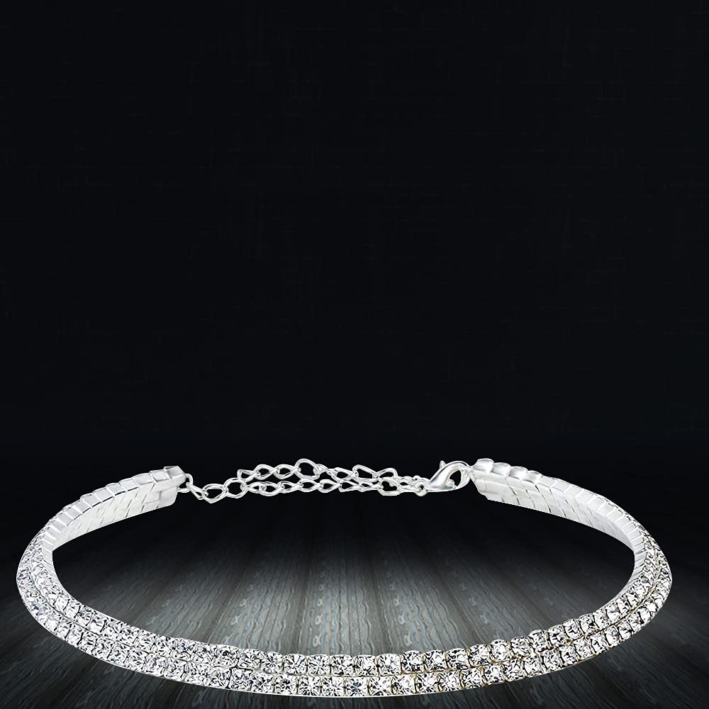 Silver-Toned Alloy Double Line Silver Choker Necklace - The Pari | Swadesiicart