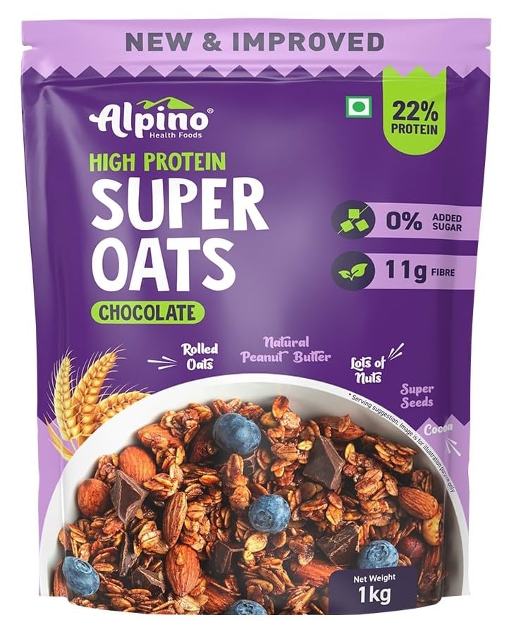 Alpino High Protein Super Rolled Oats Chocolate - Swadesiicart