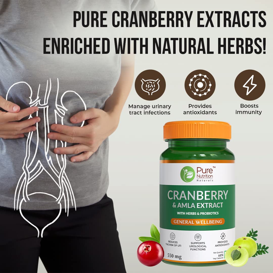 Pure Nutrition Cranberry & Amla Extract Veg Capsules - Swadesiicart