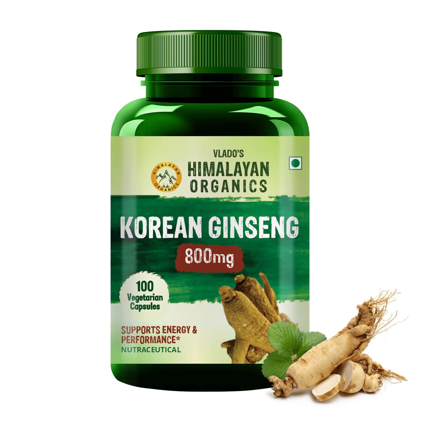 Himalayan Organics Korean Ginseng 800 mg Vegetarian Capsules | Swadesiicart
