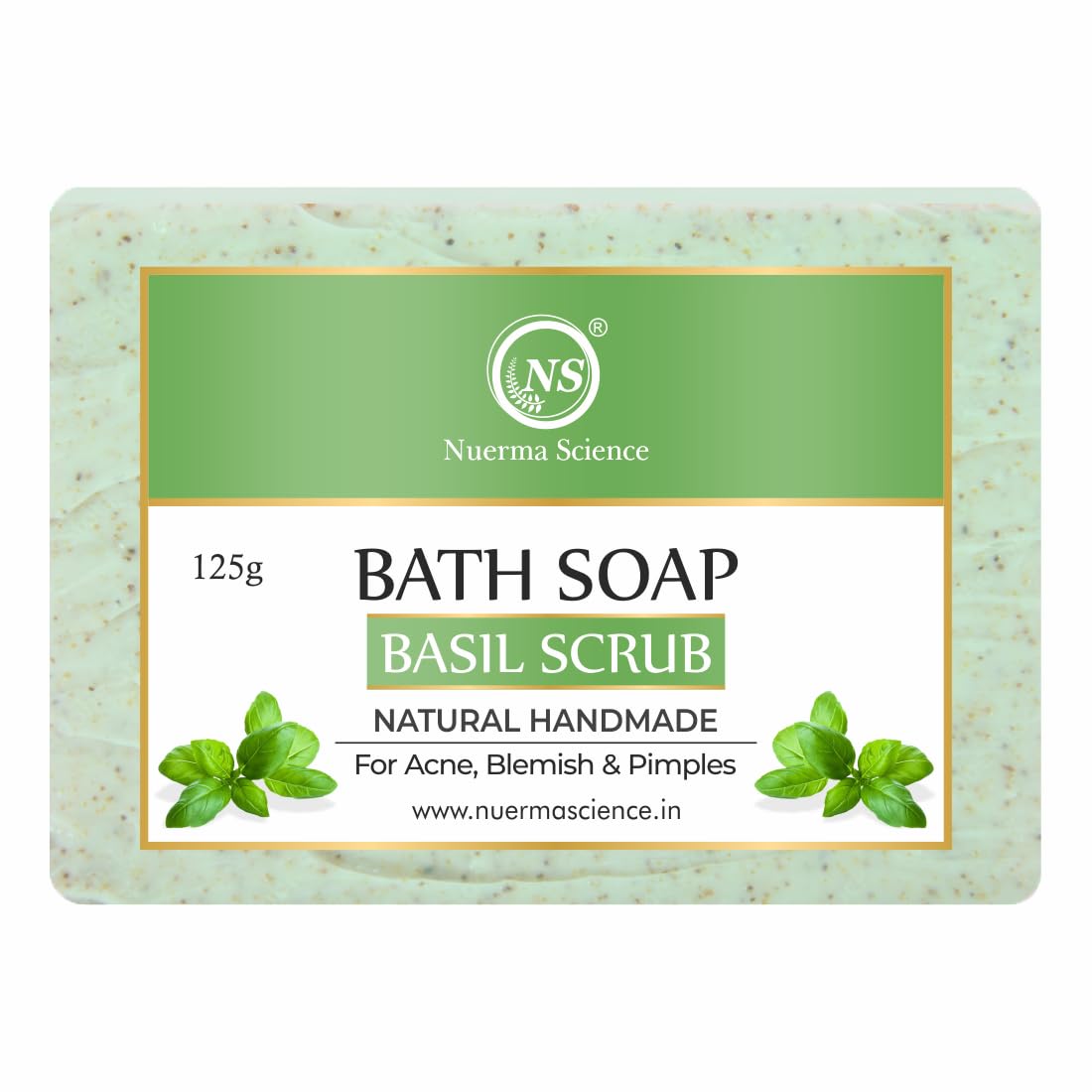 Nuerma Science Basil Scrub Bath Soap | For Acne, Blemishes & Pimples Control | Swadesiicart