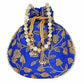 Ethnic Silk Potli bag Clutch Batwa Pouch with Embroidery and Metal Bead work Gift For Women - Swadesiicart