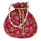 Ethnic Silk Potli bag Clutch Batwa Pouch with Embroidery and Metal Bead work Gift For Women - Swadesiicart
