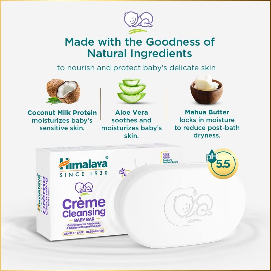 Himalaya Herbals Creme Cleansing Baby Bar For Baby's Sensitive Skin - Swadesiicart