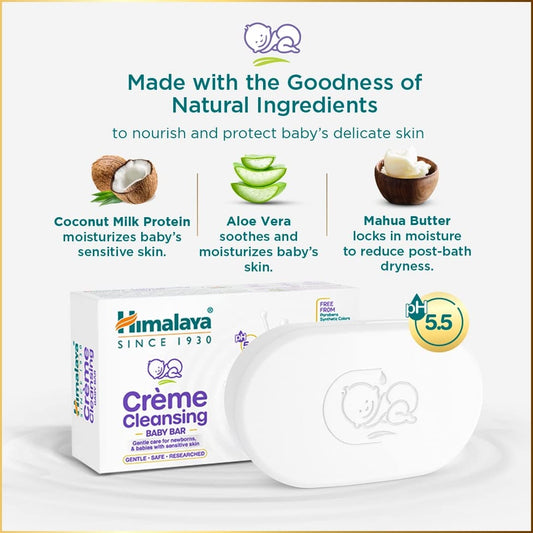 Himalaya Herbals Creme Cleansing Baby Bar For Baby's Sensitive Skin - Swadesiicart