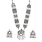 Silver-Plated Alloy Long Kundan Studded Silver Oxidised Necklace - The Pari | Swadesiicart