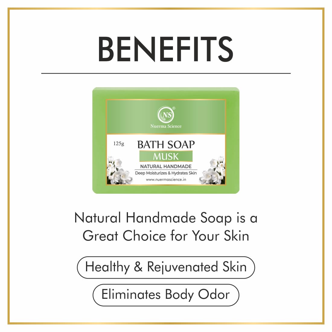 Nuerma Science Musk Bath Soap | Enveloping Fragrance for All-Day Freshness | Swadesiicart