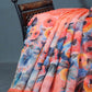 Shades of Tomato Pink Floral Print Semi Chanderi Saree By Gayathri Reddy Designer Studio | Swadesiicart