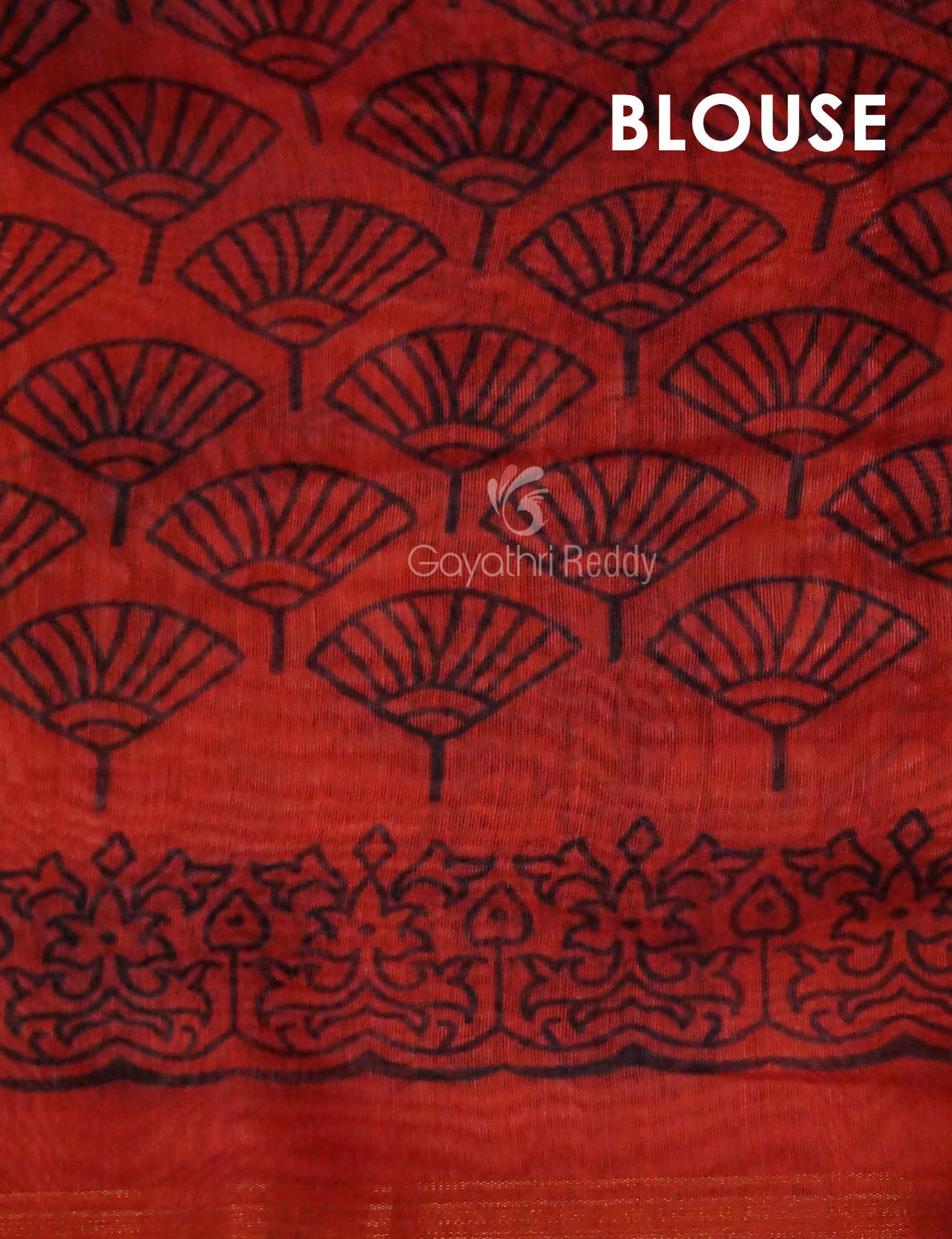 Yellow And Red Colour Block Print Semi Chanderi Saree By Gayathri Reddy Designer Studio | Swadesiicart