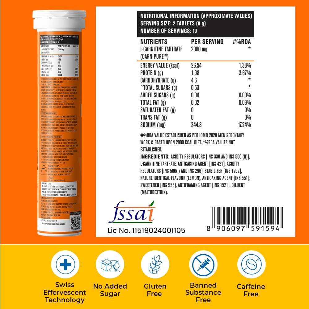Fast&Up L-Carnitine Advanced Effervescent Tablets - Swadesiicart