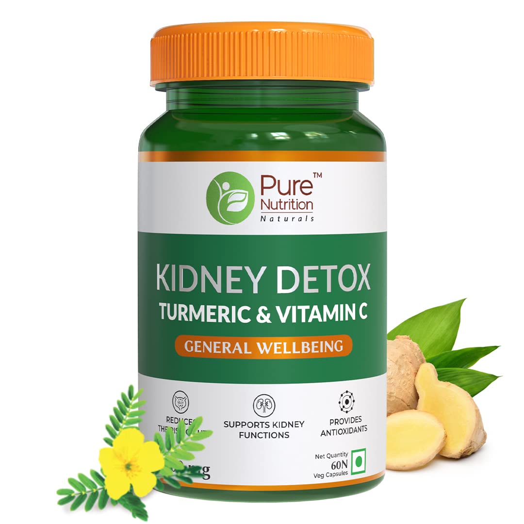 Pure Nutrition Kidney Detox with Turmeric & Vitamin C Veg Capsules - Swadesiicart