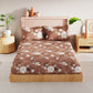 BIANCA Brown & White Floral 186 TC King Bedsheet with 2 Pillow Covers - Swadesiicart