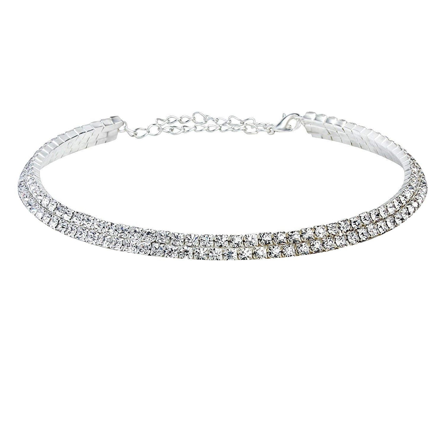 Silver-Toned Alloy Double Line Silver Choker Necklace - The Pari | Swadesiicart