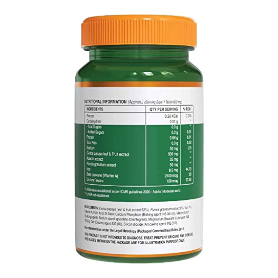 Pure Nutrition Papaya Leaf & Fruit Extract Veg Capsules - Swadesiicart