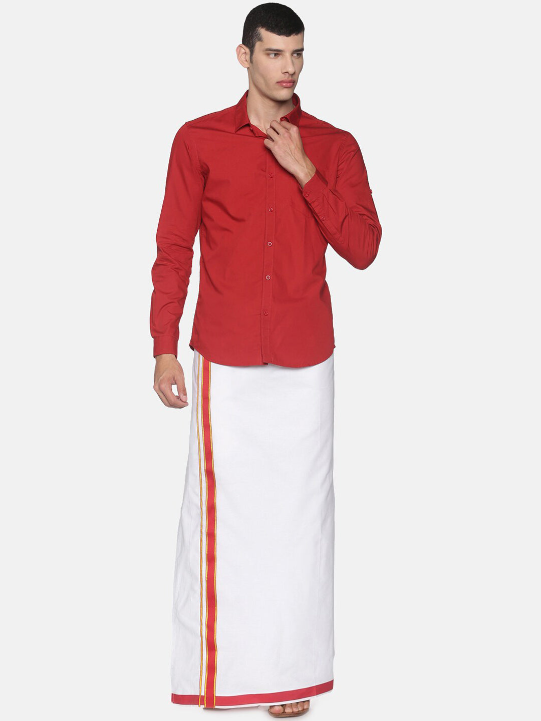 Sethukrishna Men White Solid Cotton Readymade Dhoti | Swadesiicart
