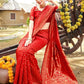 Anouk Red & Gold Woven Design Zari Detailed Art Silk Banarasi Saree | Swadesiicart