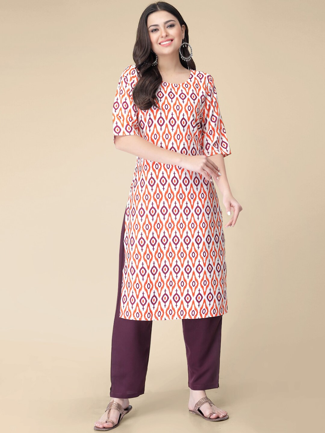 Kalini Geometric Printed Printed Regular Kurta with Trousers - Swadesiicart