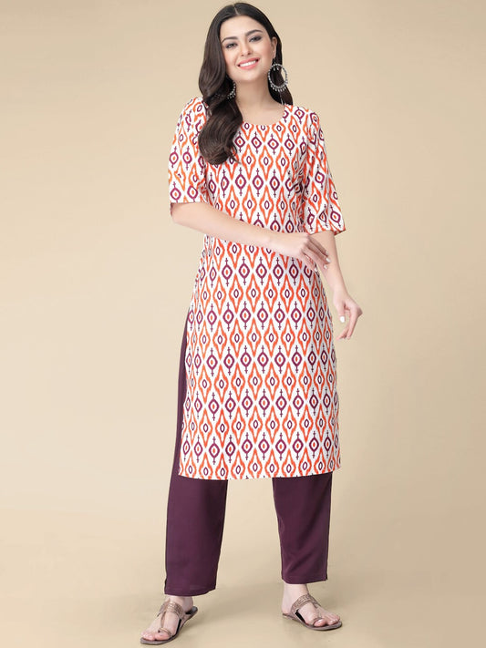 Kalini Geometric Printed Printed Regular Kurta with Trousers - Swadesiicart