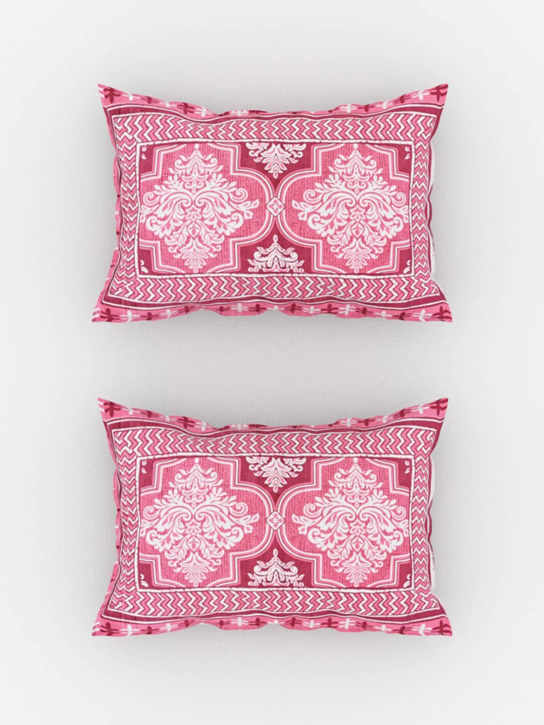 Urban Magic Pink Printed Cotton 104 TC King Bedsheet with 2 Pillow Covers - Swadesiicart