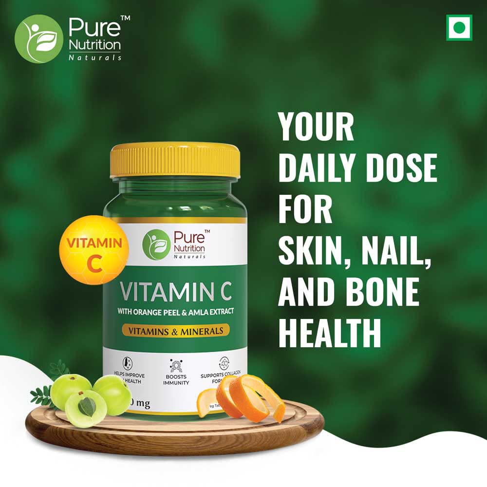 Pure Nutrition Vitamin C with Orange Peel & Amla Extract Veg Tablets - Swadesiicart