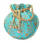 Ethnic Clutch Silk Potli Batwa Pouch Bag with Metal Bead work Gift - Swadesiicart