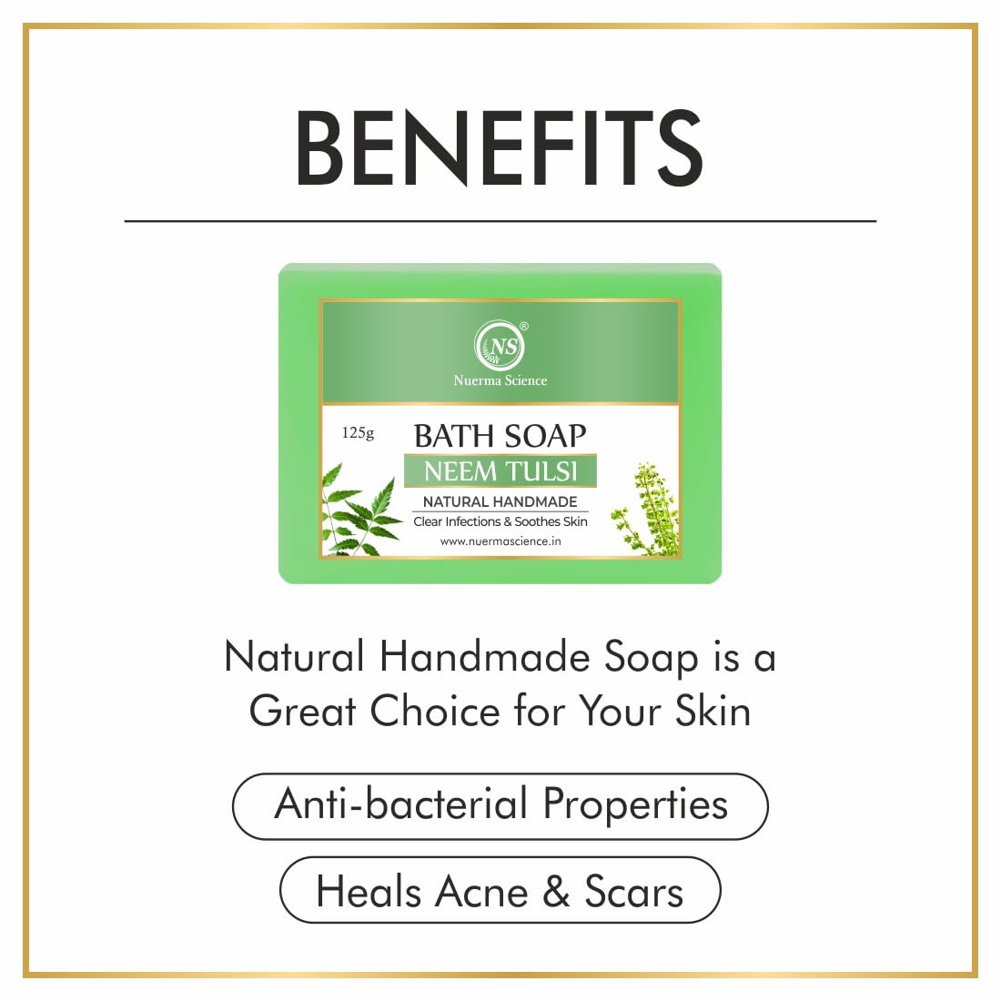 Nuerma Science Neem Tulsi Bath Soap | Purifies & Soothes Skin | Swadesiicart