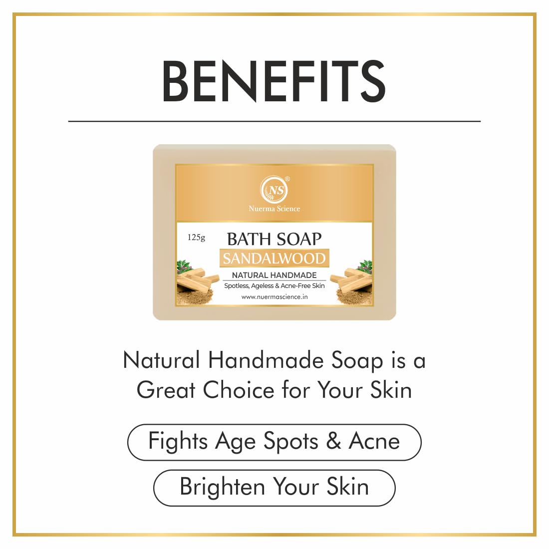 Nuerma Science Sandalwood Bath Soap | Spotless, Ageless & Acne-Free Skin | Swadesiicart