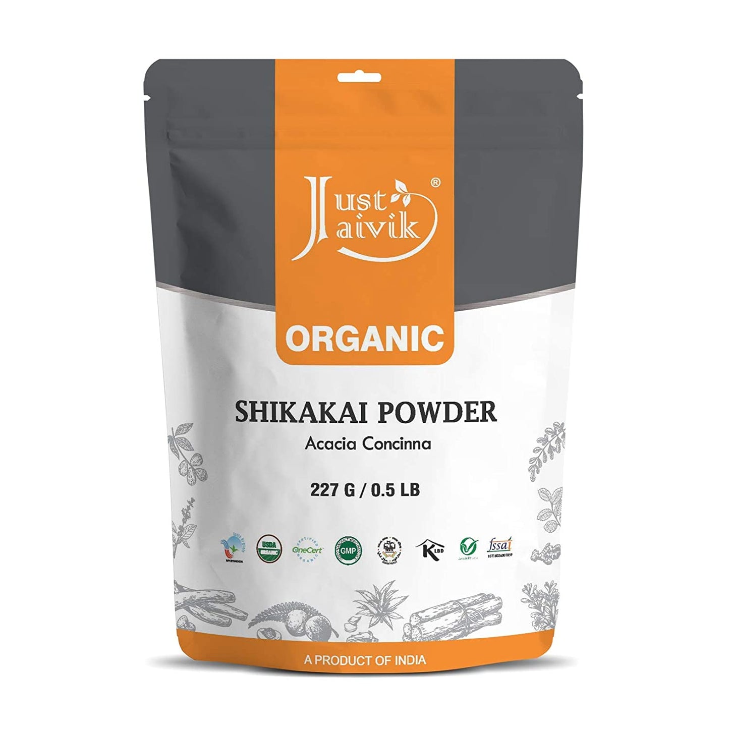 Just Jaivik | Shikakai Powder | Acacia Concinna | USDA Organic | Natural Hair Cleanser