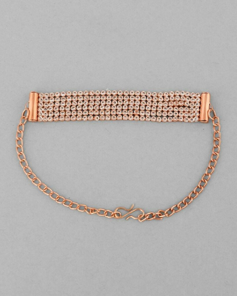 VOJ Gold-Polished AD Studded Multi Layar Charm Bracelet - Swadesiicart