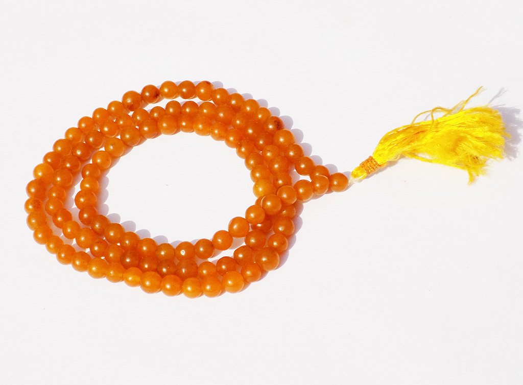 Kannssky Orange Hakik (Agate) Mala - Hindu Buddhist Prayer Beads | Swadesiicart