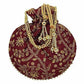 Ethnic Clutch Silk Potli Batwa Pouch Bag with Metal Bead work Gift - Swadesiicart