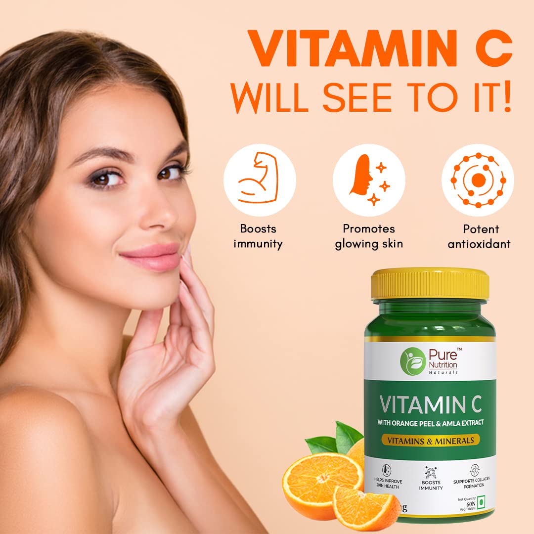 Pure Nutrition Vitamin C with Orange Peel & Amla Extract Veg Tablets - Swadesiicart